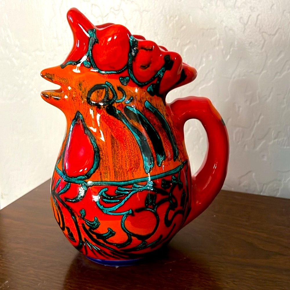 Stunning hand crafted  Italian pottery from Sicily. Brilliant turquoise. Signed